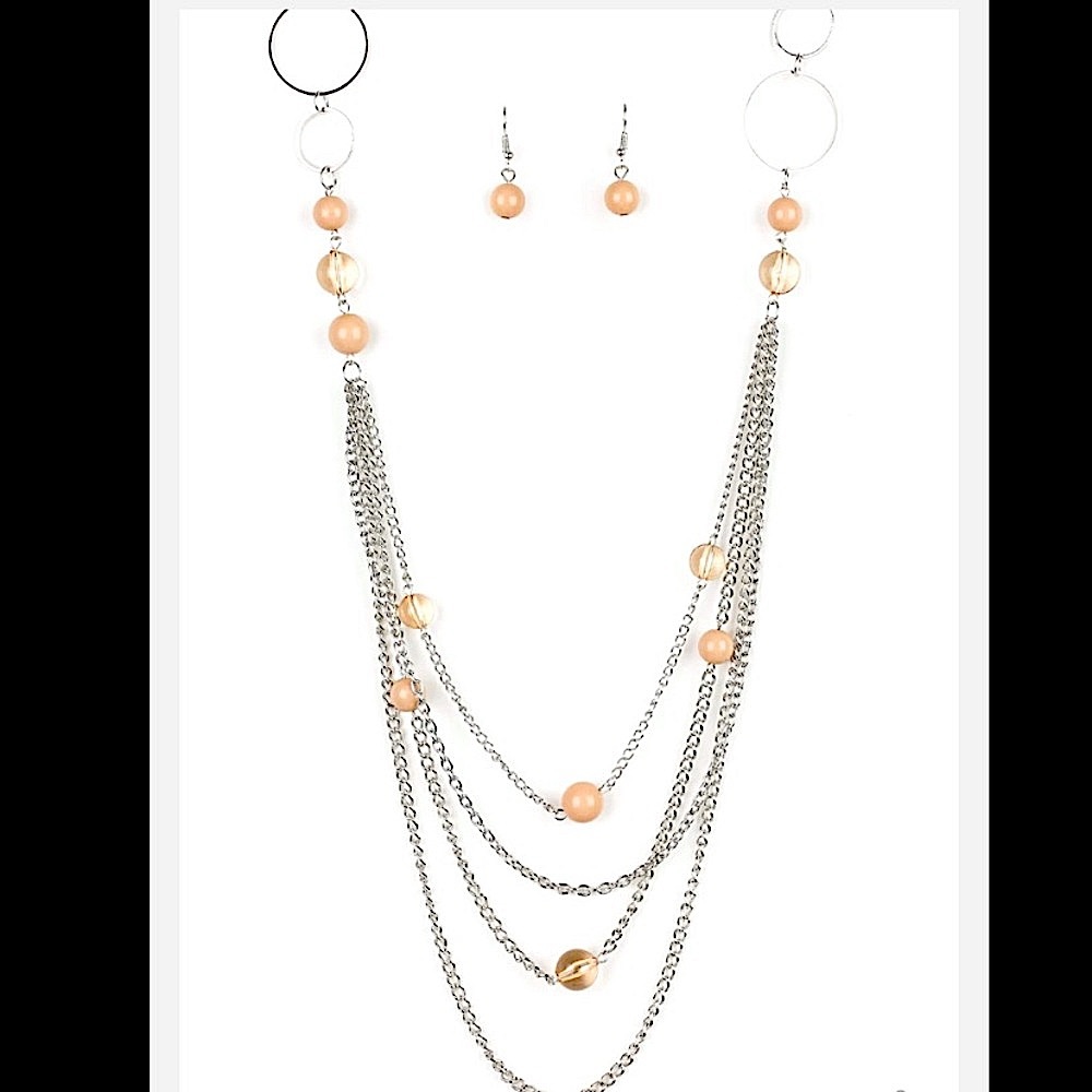 Bubbly bright brown necklace set
